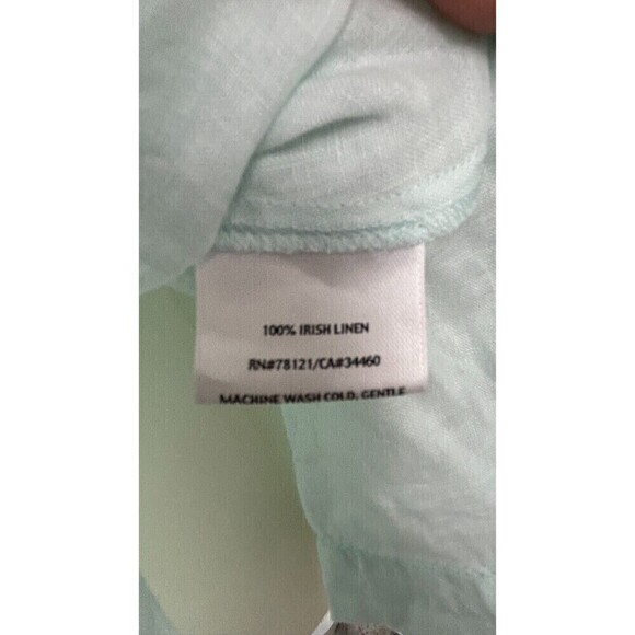 Eileen Fisher Petite Turquoise PM Linen Gauze Pintuck Button Front Long Sleeve - Picture 12 of 12